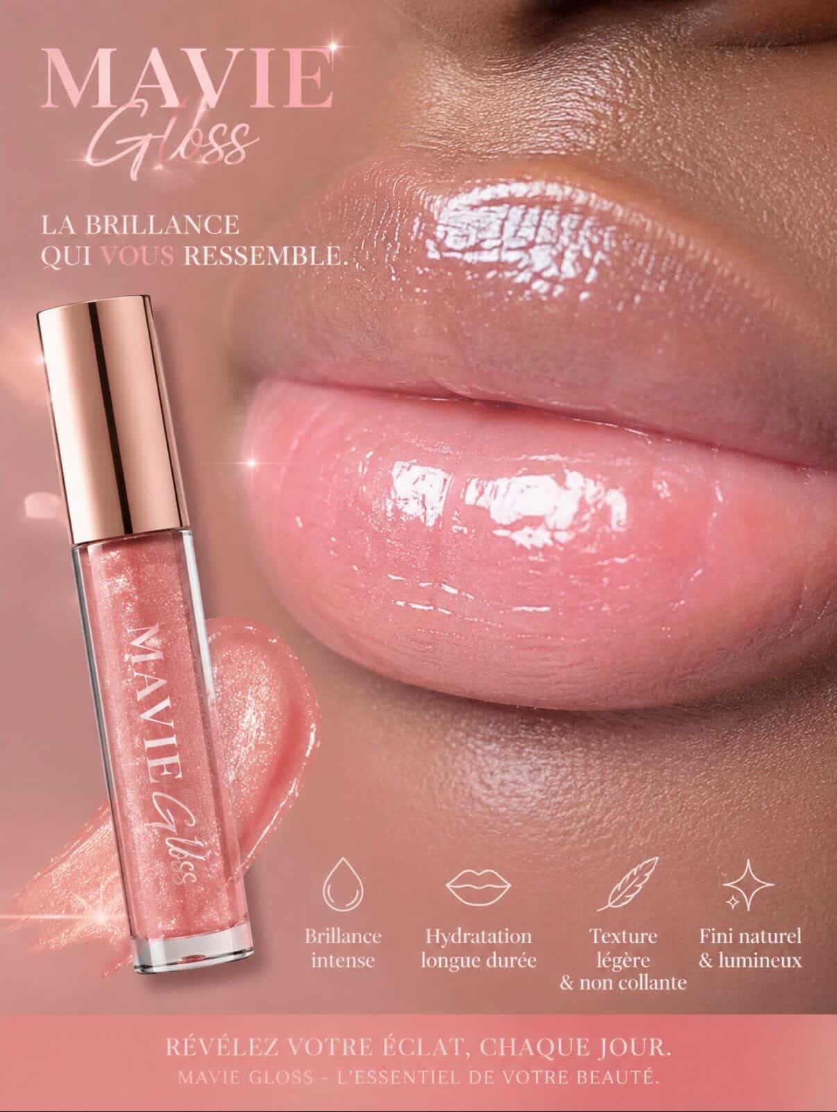 Lèvres glossées avec un fini miroir Ma Vie Glow