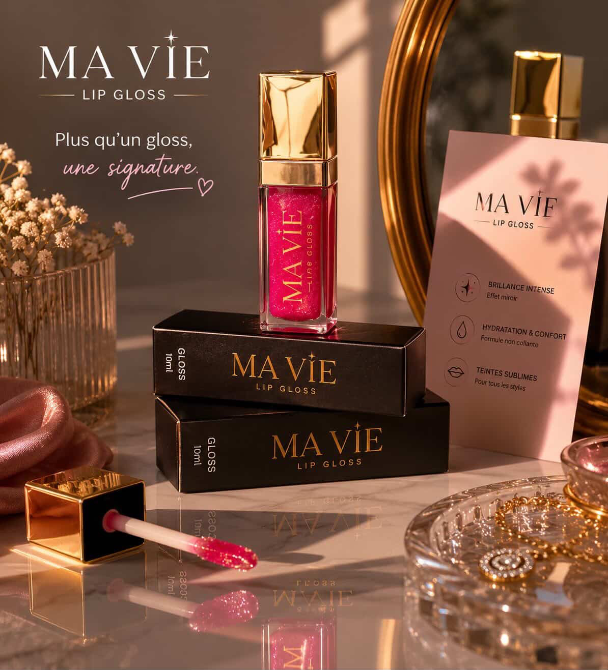 Coffret Ma Vie Glow avec packaging noir et or